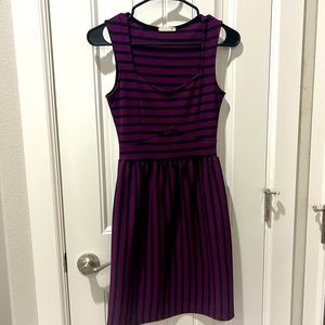 Purple and Black Striped Dress